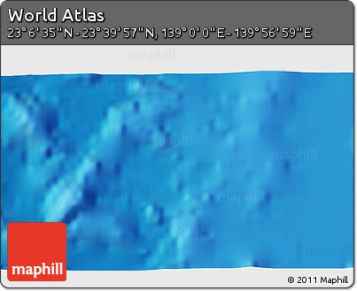 Physical 3D Map of the Area around 23° 23' 16" N, 139° 28' 29" E