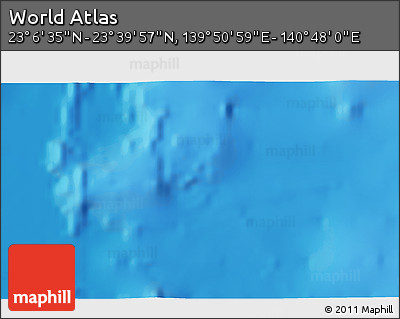 Physical 3D Map of the Area around 23° 23' 16" N, 140° 19' 29" E