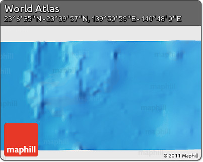 Physical 3D Map of the Area around 23° 23' 16" N, 140° 19' 29" E