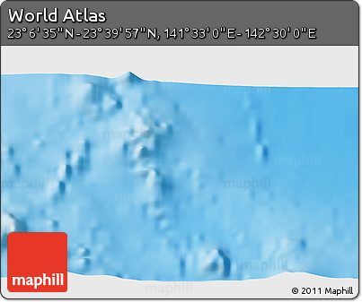 Physical 3D Map of the Area around 23° 23' 16" N, 142° 1' 30" E