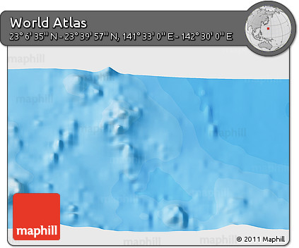 Political 3D Map of the Area around 23° 23' 16" N, 142° 1' 30" E