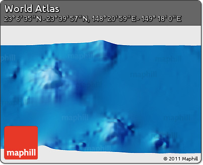 Physical 3D Map of the Area around 23° 23' 16" N, 148° 49' 29" E