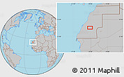 Gray Location Map of the area around 23° 23' 16" N, 14° 22' 30" W