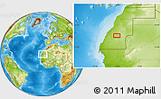 Physical Location Map of the area around 23° 23' 16" N, 14° 22' 30" W