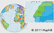 Political Location Map of the area around 23° 23' 16" N, 14° 22' 30" W