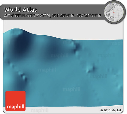 Satellite 3D Map of the Area around 23° 23' 16" N, 152° 13' 29" E