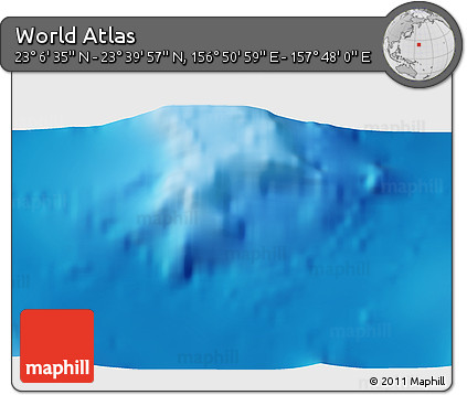 Physical 3D Map of the Area around 23° 23' 16" N, 157° 19' 29" E