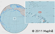 Gray Location Map of the area around 23° 23' 16" N, 157° 10' 30" W, hill shading