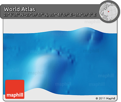 Physical 3D Map of the Area around 23° 23' 16" N, 158° 10' 30" E