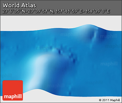 Physical 3D Map of the Area around 23° 23' 16" N, 158° 10' 30" E