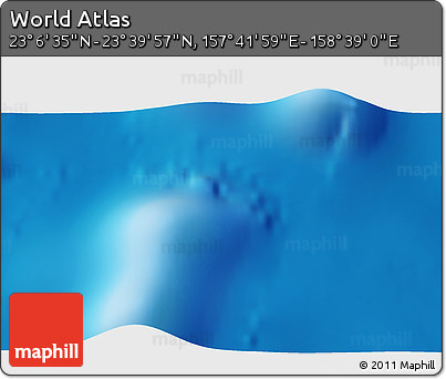 Physical 3D Map of the Area around 23° 23' 16" N, 158° 10' 30" E
