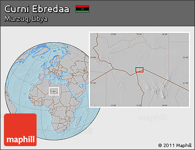 Gray Location Map of Curni Ebredaa, hill shading