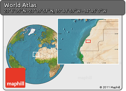 Satellite Location Map of the Area around 23° 23' 16" N, 15° 13' 29" W