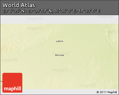 Physical 3D Map of the Area around 23° 23' 16" N, 17° 4' 30" E