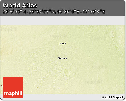 Physical 3D Map of the Area around 23° 23' 16" N, 17° 4' 30" E