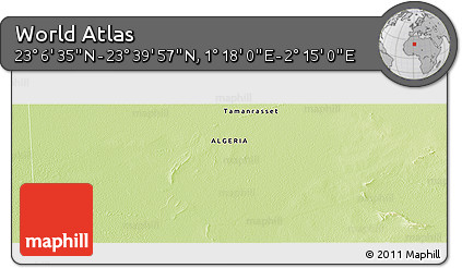 Physical Panoramic Map of the Area around 23° 23' 16" N, 1° 46' 29" E