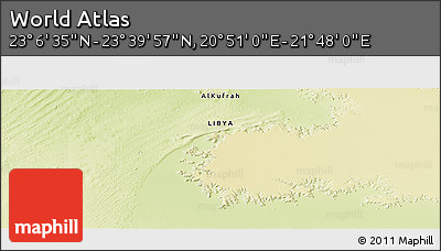 Physical Panoramic Map of the Area around 23° 23' 16" N, 21° 19' 30" E