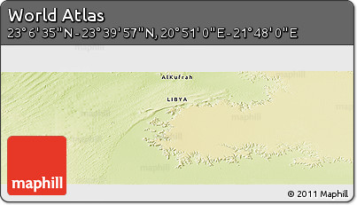 Physical Panoramic Map of the Area around 23° 23' 16" N, 21° 19' 30" E