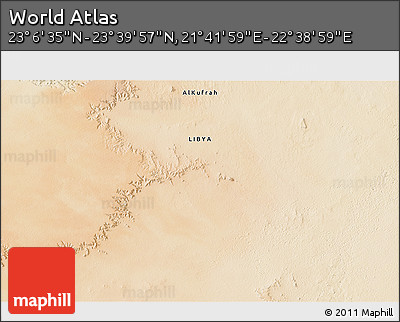 Satellite 3D Map of the Area around 23° 23' 16" N, 22° 10' 29" E