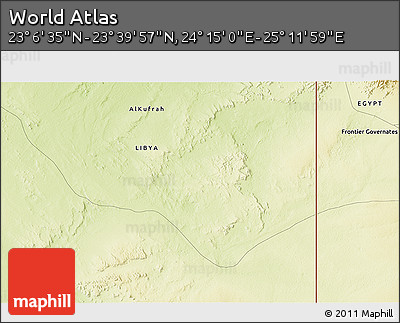 Physical 3D Map of the Area around 23° 23' 16" N, 24° 43' 30" E