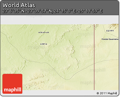 Physical 3D Map of the Area around 23° 23' 16" N, 24° 43' 30" E