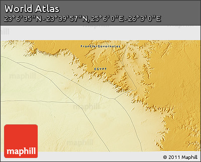 Physical 3D Map of the Area around 23° 23' 16" N, 25° 34' 30" E