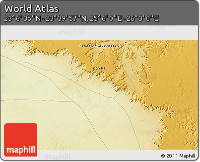Physical 3D Map of the Area around 23° 23' 16" N, 25° 34' 30" E