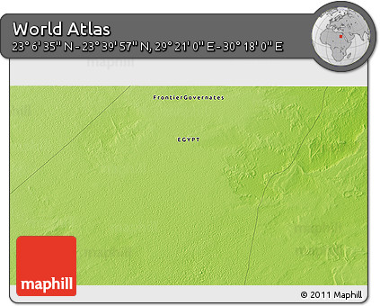 Physical 3D Map of the Area around 23° 23' 16" N, 29° 49' 30" E