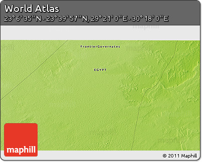 Physical 3D Map of the Area around 23° 23' 16" N, 29° 49' 30" E