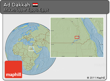 Savanna Style Location Map of Ad Dakkah, hill shading