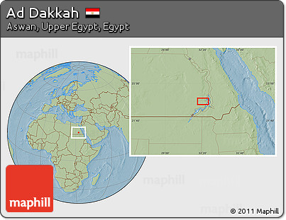 Savanna Style Location Map of Ad Dakkah, hill shading
