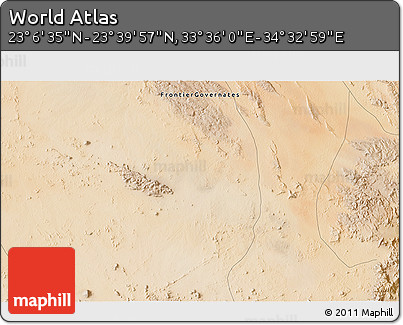 Satellite 3D Map of the Area around 23° 23' 16" N, 34° 4' 30" E