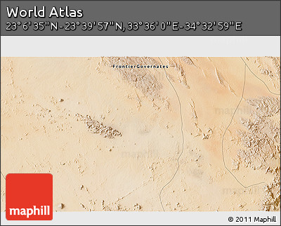 Satellite 3D Map of the Area around 23° 23' 16" N, 34° 4' 30" E