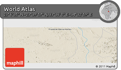 Shaded Relief Panoramic Map of the Area around 23° 23' 16" N, 34° 4' 30" E