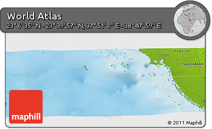 Physical Panoramic Map of the Area around 23° 23' 16" N, 38° 19' 30" E