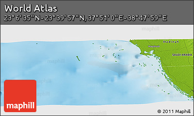 Physical Panoramic Map of the Area around 23° 23' 16" N, 38° 19' 30" E
