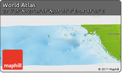 Physical Panoramic Map of the Area around 23° 23' 16" N, 38° 19' 30" E