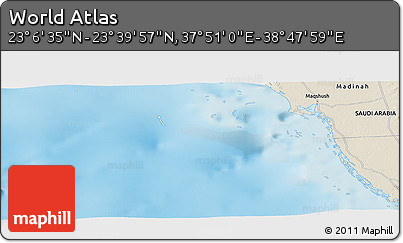 Shaded Relief Panoramic Map of the Area around 23° 23' 16" N, 38° 19' 30" E