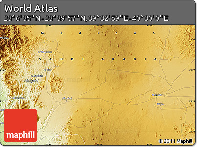 Physical Map of the Area around 23° 23' 16" N, 40° 1' 29" E