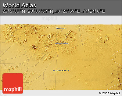 Physical 3D Map of the Area around 23° 23' 16" N, 40° 52' 30" E