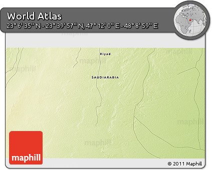 Physical 3D Map of the Area around 23° 23' 16" N, 47° 40' 29" E