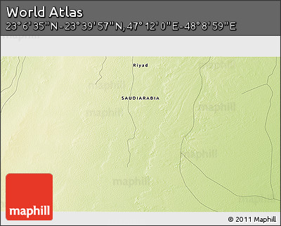 Physical 3D Map of the Area around 23° 23' 16" N, 47° 40' 29" E