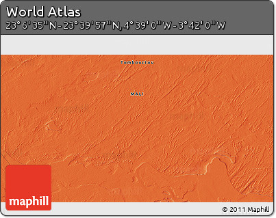 Political 3D Map of the Area around 23° 23' 16" N, 4° 10' 30" W