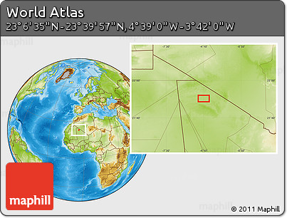 Physical Location Map of the Area around 23° 23' 16" N, 4° 10' 30" W