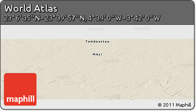 Shaded Relief Panoramic Map of the Area around 23° 23' 16" N, 4° 10' 30" W