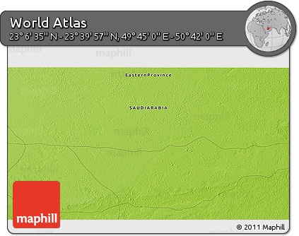 Physical 3D Map of the Area around 23° 23' 16" N, 50° 13' 30" E