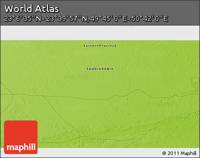 Physical 3D Map of the Area around 23° 23' 16" N, 50° 13' 30" E