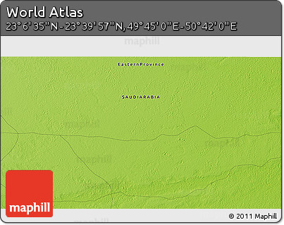 Physical 3D Map of the Area around 23° 23' 16" N, 50° 13' 30" E