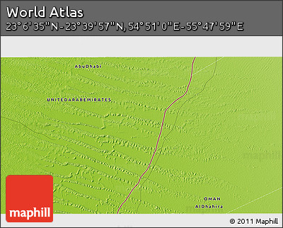 Physical 3D Map of the Area around 23° 23' 16" N, 55° 19' 30" E