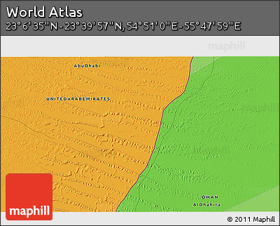 Political 3D Map of the Area around 23° 23' 16" N, 55° 19' 30" E